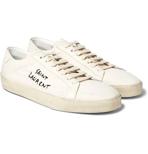 ysl canvas white sneaker men|saint laurent white sneakers.